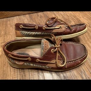 SPERRY Top Sider brown leather with sequined zebra